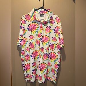 Sunday swagger Tie dye monstera leaf golf Polo